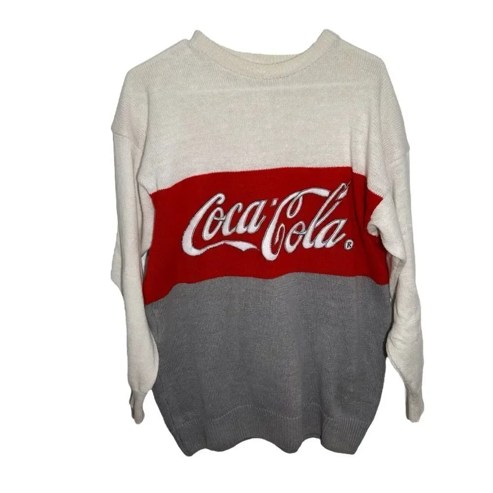 Vintage 1986 Coca Cola Color Block Men's Sweater -- L‎